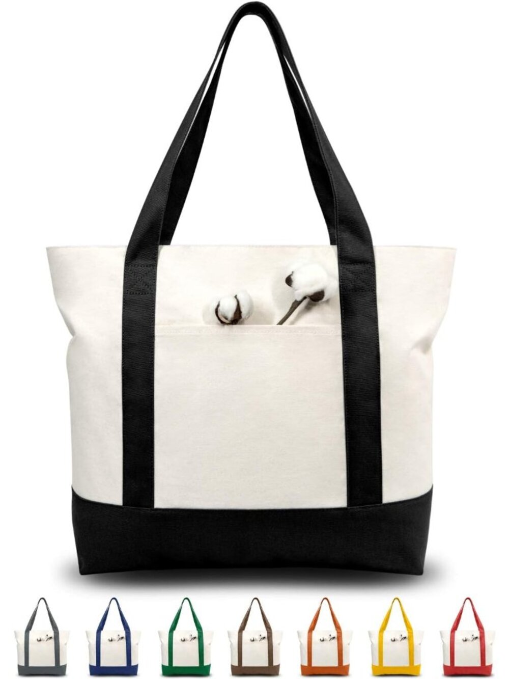 1 | 3 | 6 | 30 Pack Canvas Tote Bag with an External Pocket, Reusable Grocery Sh